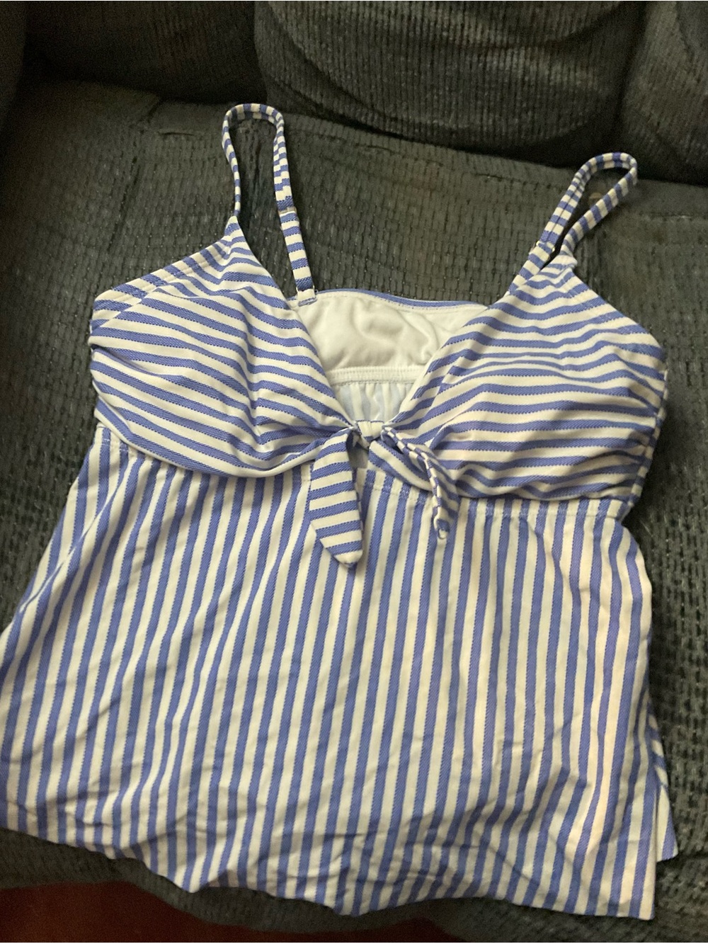 Time and Tru Blue and White Striped One-Piece Tankini